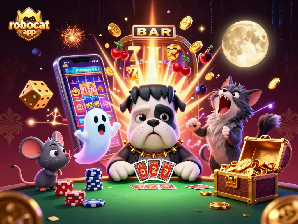 Experience thrilling gameplay with robocat app featuring lively characters and casino action.